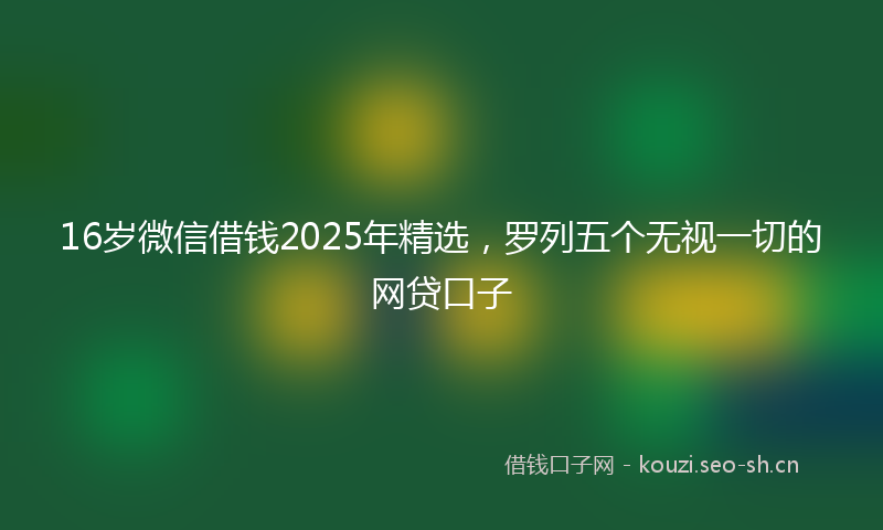 16岁微信借钱2025年精选，罗列五个无视一切的网贷口子