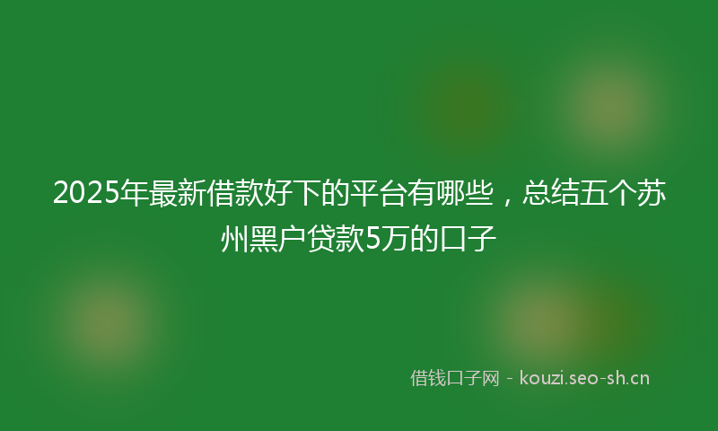 2025年最新借款好下的平台有哪些，总结五个苏州黑户贷款5万的口子