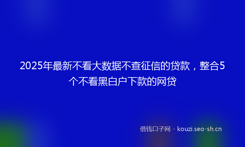 2025年最新不看大数据不查征信的贷款，整合5个不看黑白户下款的网贷