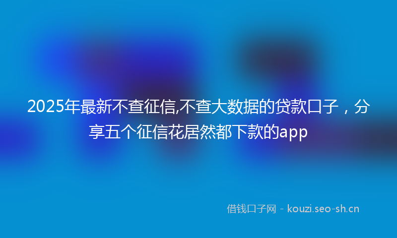 2025年最新不查征信,不查大数据的贷款口子，分享五个征信花居然都下款的app