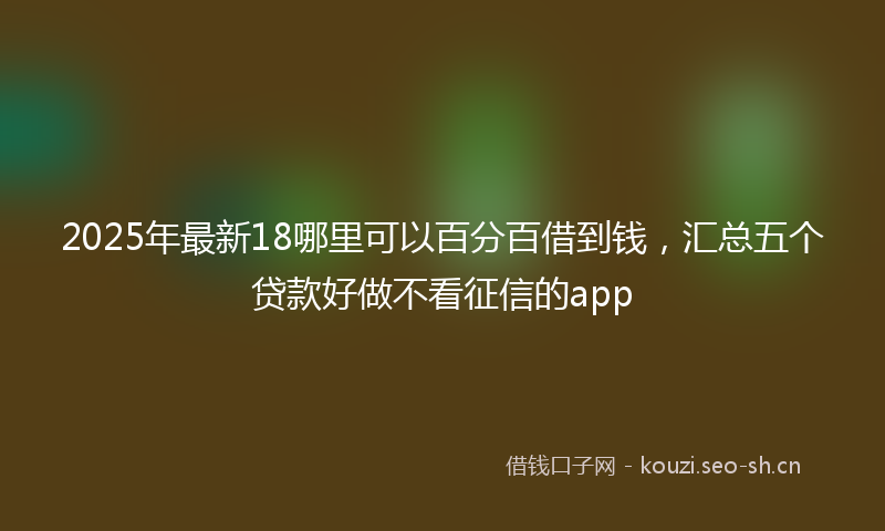 2025年最新18哪里可以百分百借到钱，汇总五个贷款好做不看征信的app