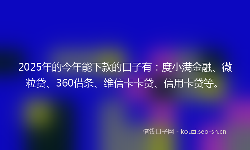 2025年的今年能下款的口子有：度小满金融、微粒贷、360借条、维信卡卡贷、信用卡贷等。