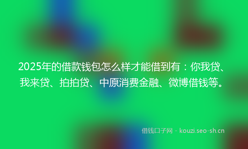 2025年的借款钱包怎么样才能借到有：你我贷、我来贷、拍拍贷、中原消费金融、微博借钱等。