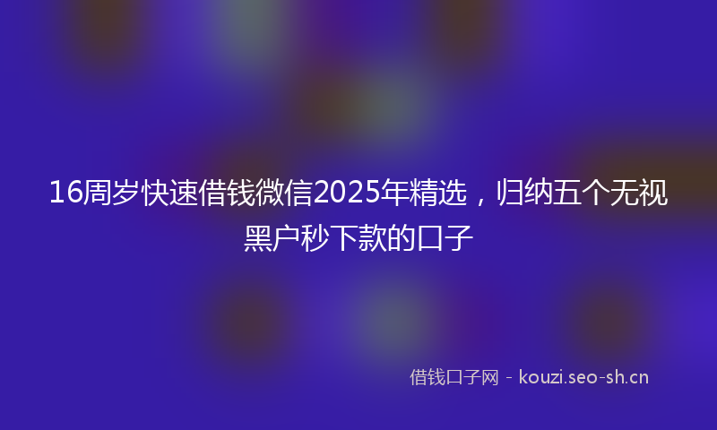 16周岁快速借钱微信2025年精选,归纳五个无视黑户秒下款的口子