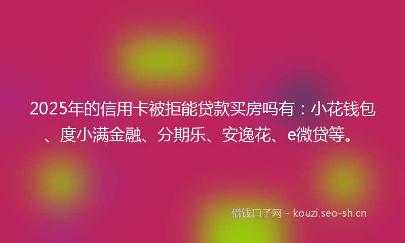 2025年的信用卡被拒能贷款买房吗有：小花钱包、度小满金融、分期乐、安逸花、e微贷等。