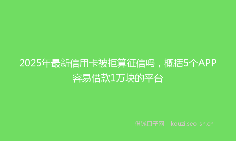 2025年最新信用卡被拒算征信吗，概括5个APP容易借款1万块的平台