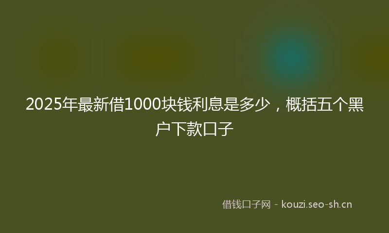 2025年最新借1000块钱利息是多少，概括五个黑户下款口子