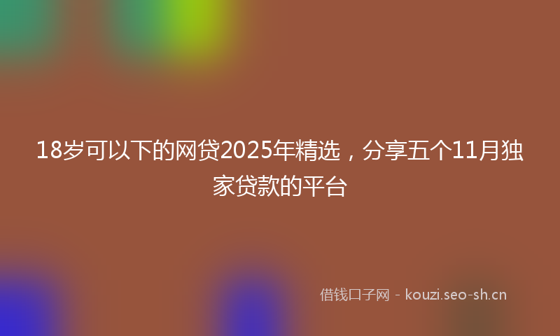 18岁可以下的网贷2025年精选,分享五个11月独家贷款的平台