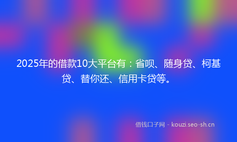 2025年的借款10大平台有：省呗、随身贷、柯基贷、替你还、信用卡贷等。