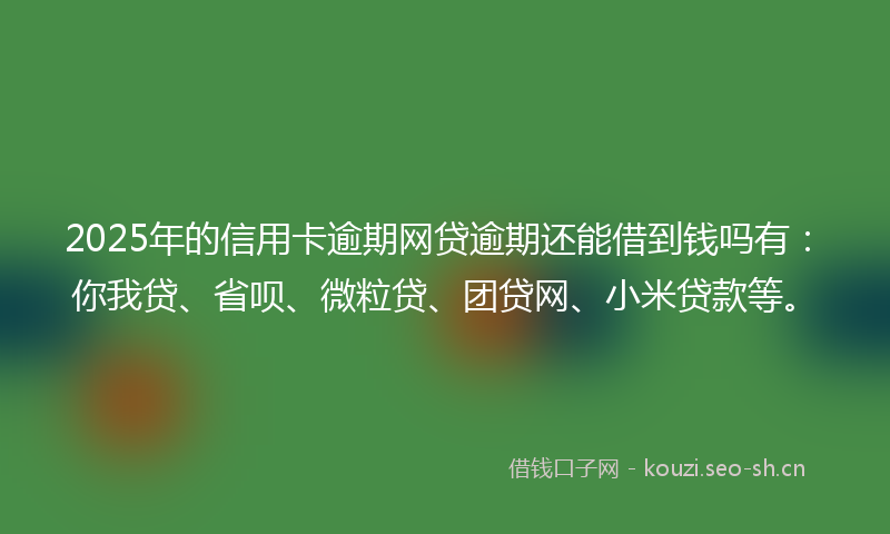 2025年的信用卡逾期网贷逾期还能借到钱吗有：你我贷、省呗、微粒贷、团贷网、小米贷款等。