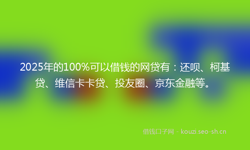 2025年的100%可以借钱的网贷有：还呗、柯基贷、维信卡卡贷、投友圈、京东金融等。