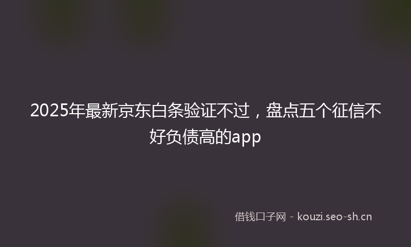 2025年最新京东白条验证不过，盘点五个征信不好负债高的app