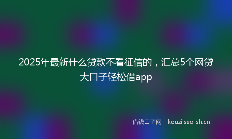 2025年最新什么贷款不看征信的，汇总5个网贷大口子轻松借app