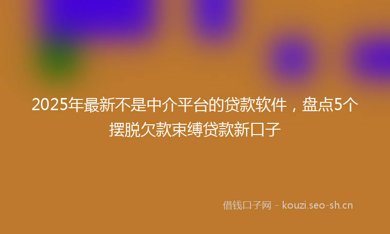 2025年最新不是中介平台的贷款软件，盘点5个摆脱欠款束缚贷款新口子