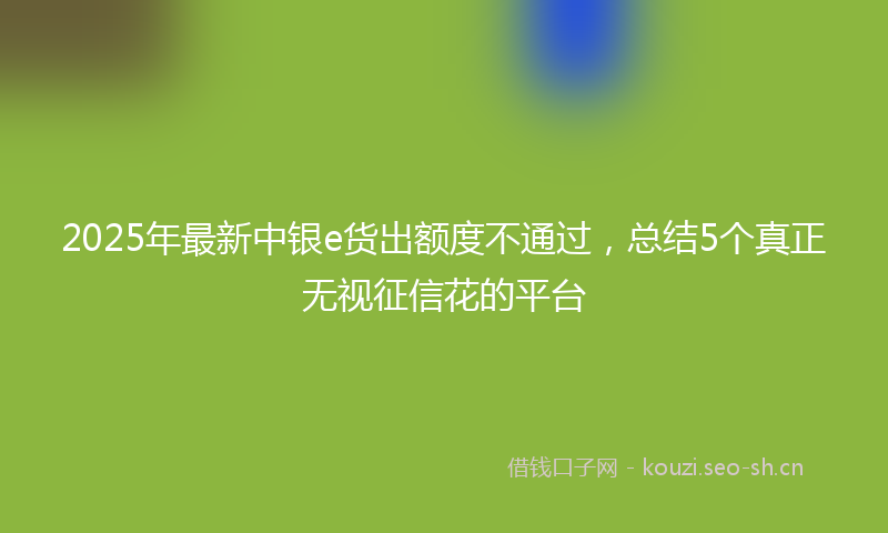 2025年最新中银e货出额度不通过，总结5个真正无视征信花的平台