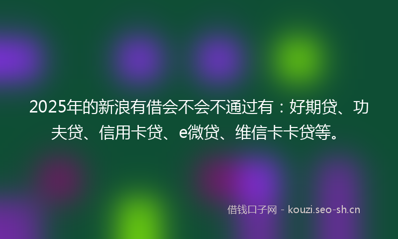 2025年的新浪有借会不会不通过有：好期贷、功夫贷、信用卡贷、e微贷、维信卡卡贷等。