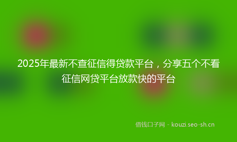 2025年最新不查征信得贷款平台，分享五个不看征信网贷平台放款快的平台