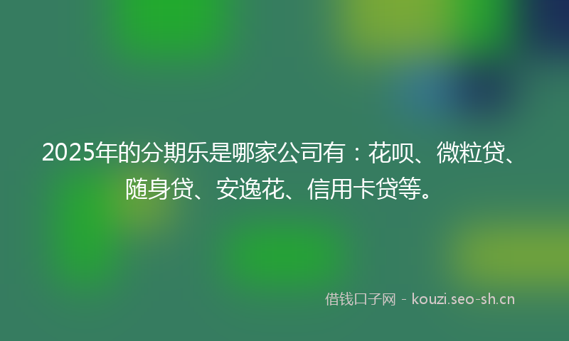 2025年的分期乐是哪家公司有：花呗、微粒贷、随身贷、安逸花、信用卡贷等。