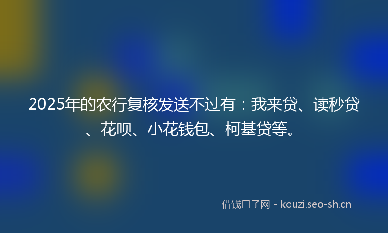 2025年的农行复核发送不过有：我来贷、读秒贷、花呗、小花钱包、柯基贷等。