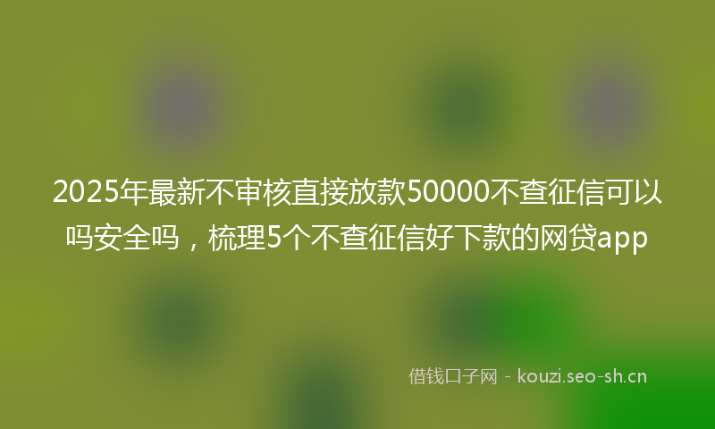 2025年最新不审核直接放款50000不查征信可以吗安全吗，梳理5个不查征信好下款的网贷app