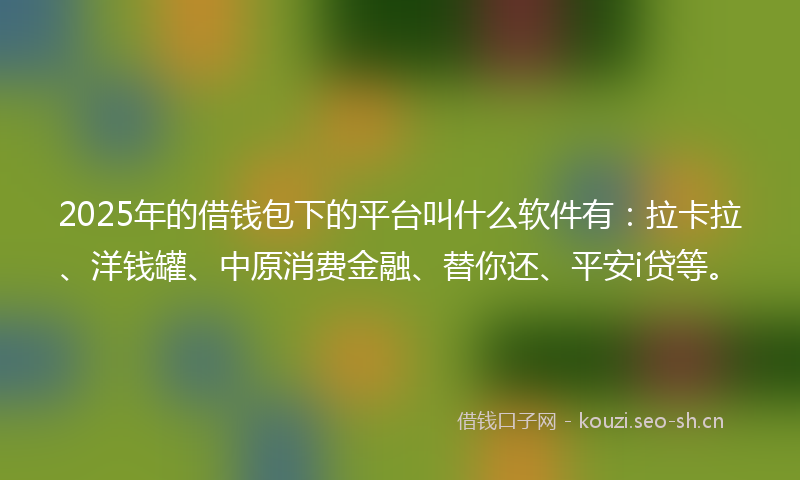 2025年的借钱包下的平台叫什么软件有：拉卡拉、洋钱罐、中原消费金融、替你还、平安i贷等。