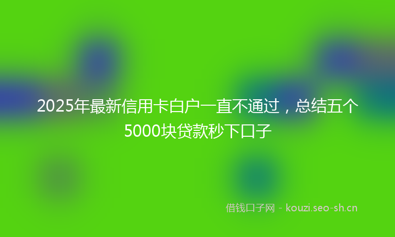 2025年最新信用卡白户一直不通过，总结五个5000块贷款秒下口子