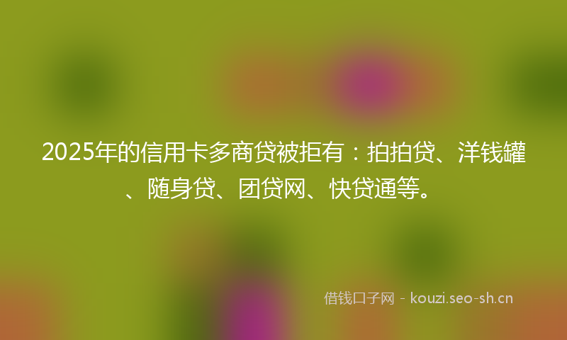 2025年的信用卡多商贷被拒有：拍拍贷、洋钱罐、随身贷、团贷网、快贷通等。