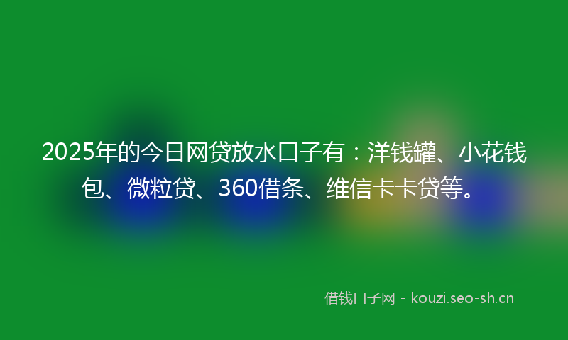 2025年的今日网贷放水口子有：洋钱罐、小花钱包、微粒贷、360借条、维信卡卡贷等。