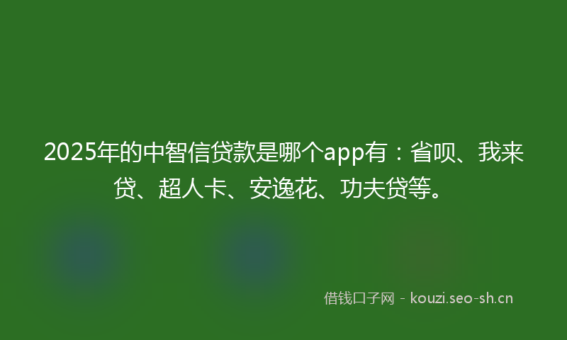 2025年的中智信贷款是哪个app有：省呗、我来贷、超人卡、安逸花、功夫贷等。