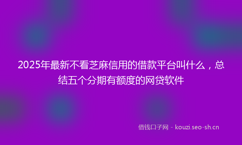 2025年最新不看芝麻信用的借款平台叫什么，总结五个分期有额度的网贷软件