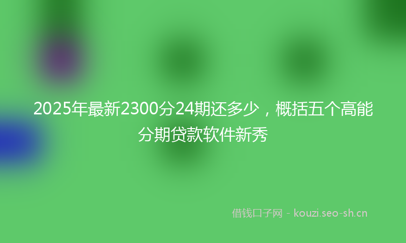 2025年最新2300分24期还多少，概括五个高能分期贷款软件新秀