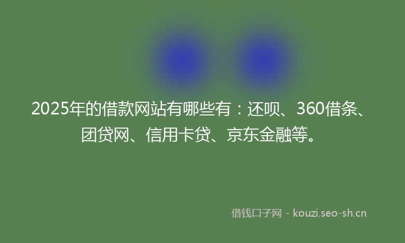 2025年的借款网站有哪些有：还呗、360借条、团贷网、信用卡贷、京东金融等。