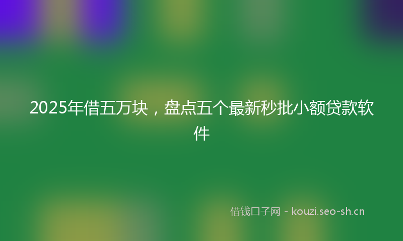 2025年借五万块，盘点五个最新秒批小额贷款软件