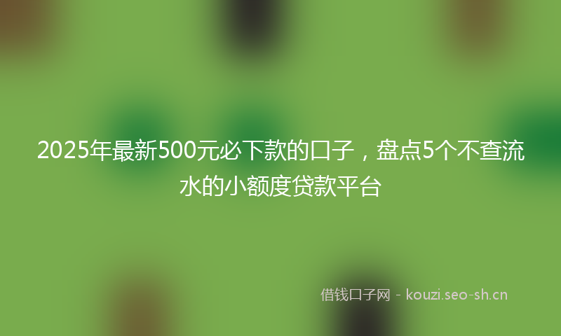 2025年最新500元必下款的口子，盘点5个不查流水的小额度贷款平台
