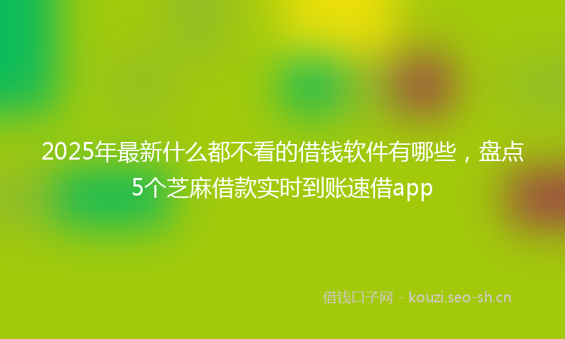 2025年最新什么都不看的借钱软件有哪些，盘点5个芝麻借款实时到账速借app