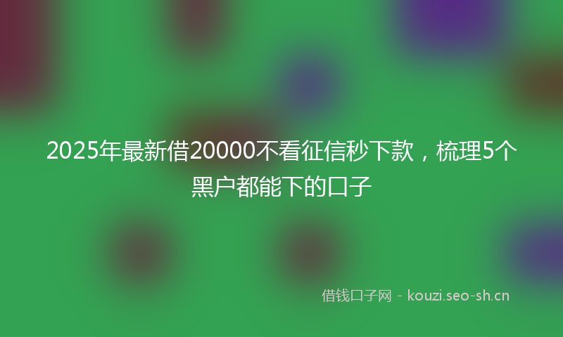 2025年最新借20000不看征信秒下款，梳理5个黑户都能下的口子