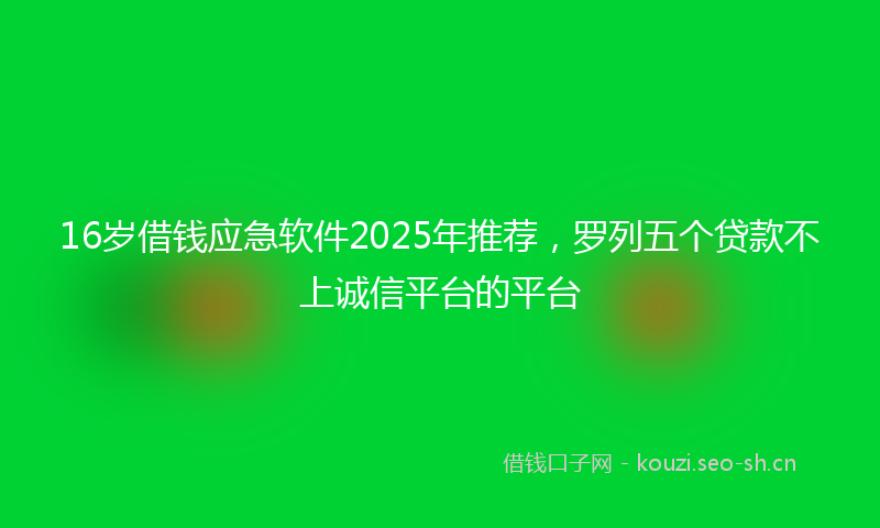 16岁借钱应急软件2025年推荐，罗列五个贷款不上诚信平台的平台