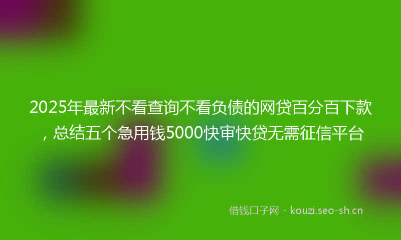2025年最新不看查询不看负债的网贷百分百下款，总结五个急用钱5000快审快贷无需征信平台