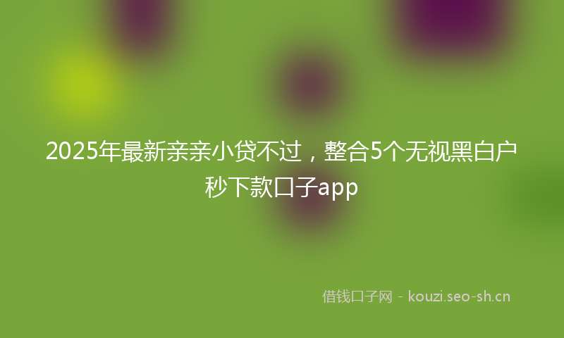 2025年最新亲亲小贷不过，整合5个无视黑白户秒下款口子app