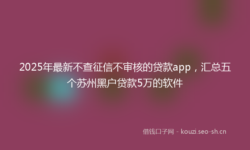 2025年最新不查征信不审核的贷款app，汇总五个苏州黑户贷款5万的软件