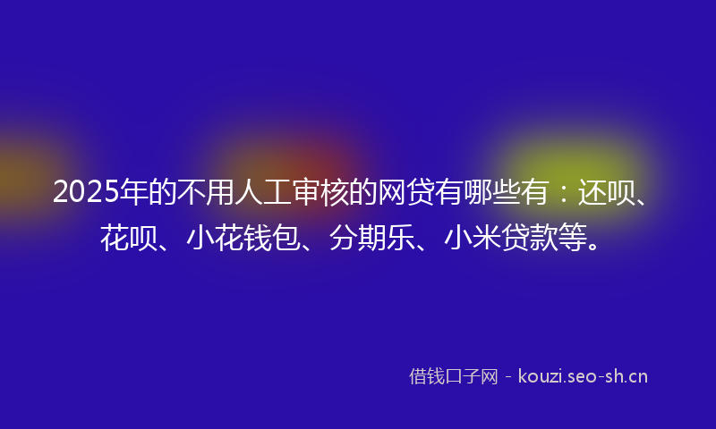 2025年的不用人工审核的网贷有哪些有：还呗、花呗、小花钱包、分期乐、小米贷款等。