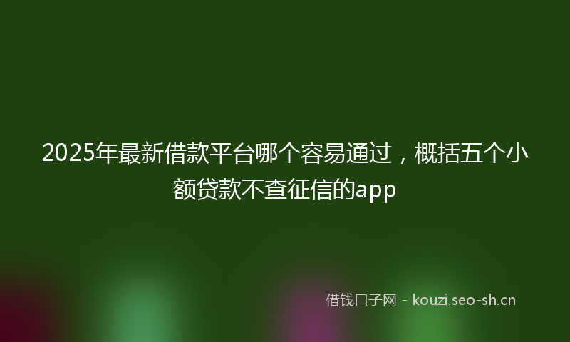 2025年最新借款平台哪个容易通过，概括五个小额贷款不查征信的app
