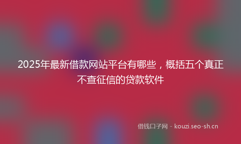 2025年最新借款网站平台有哪些,概括五个真正不查征信的贷款软件