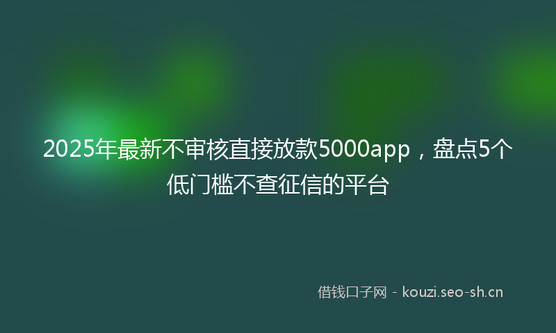 2025年最新不审核直接放款5000app,盘点5个低门槛不查征信的平台