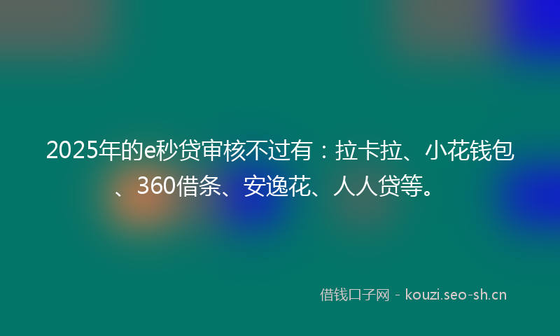 2025年的e秒贷审核不过有：拉卡拉、小花钱包、360借条、安逸花、人人贷等。