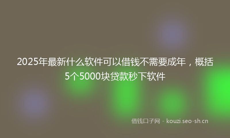 2025年最新什么软件可以借钱不需要成年,概括5个5000块贷款秒下软件
