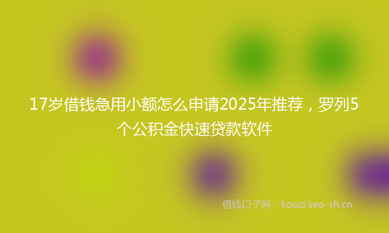 17岁借钱急用小额怎么申请2025年推荐，罗列5个公积金快速贷款软件