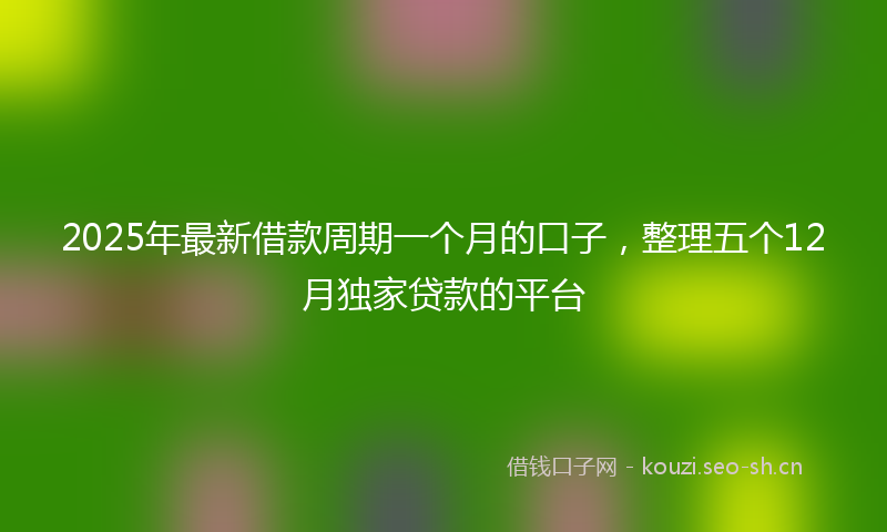 2025年最新借款周期一个月的口子，整理五个12月独家贷款的平台