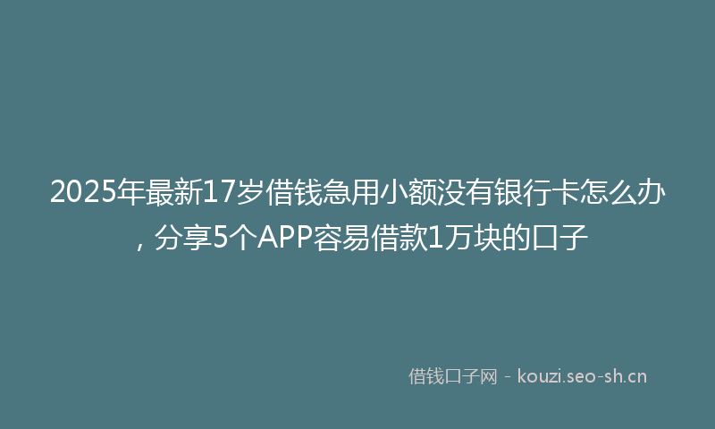 2025年最新17岁借钱急用小额没有银行卡怎么办，分享5个APP容易借款1万块的口子