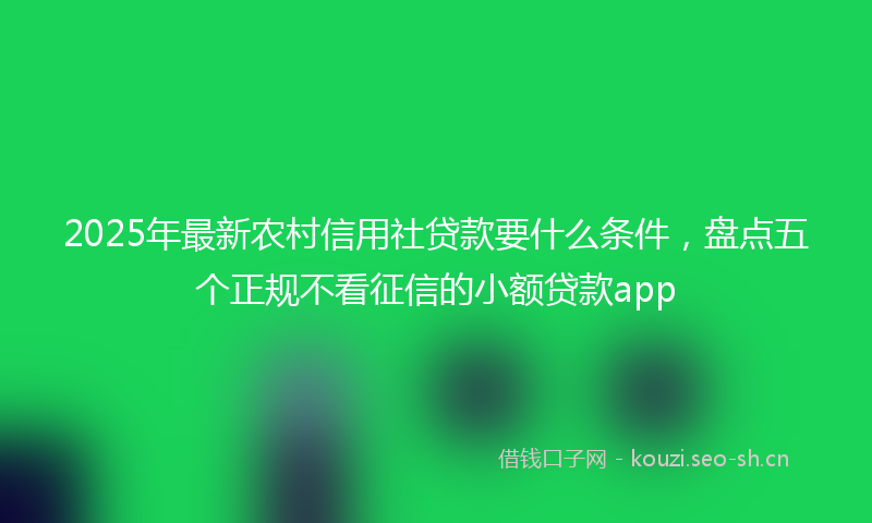 2025年最新农村信用社贷款要什么条件，盘点五个正规不看征信的小额贷款app